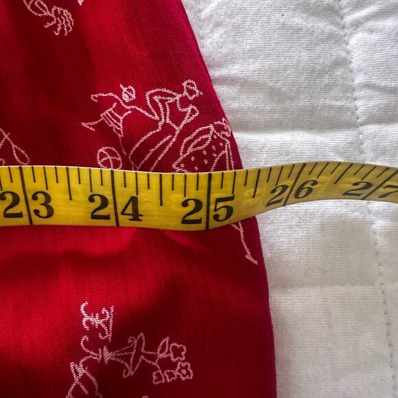 Vintage 90s RK ORIGINALS Womens Dress Red Maxi Whimsical All Over Print Retro 12 - Picture 12 of 13